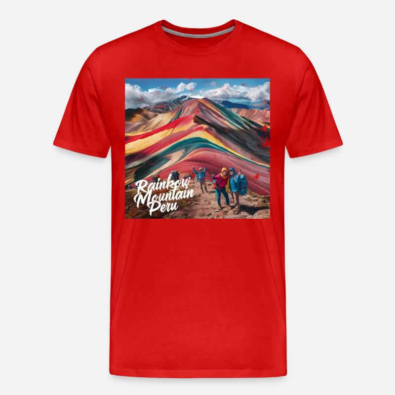 Rainbow Mountain Peru - Männer Premium Bio T-Shirt - Rot