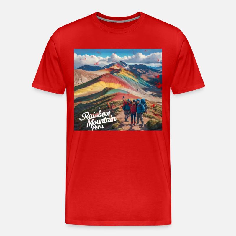 Rainbow Mountain Peru - Männer Premium Bio T-Shirt - Rot