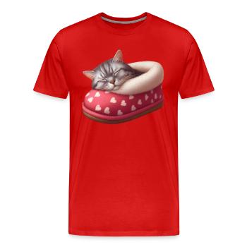 Chaton chaton dormant dans une chaussure - T-shirt bio Premium Homme - rouge - Devant - Damien (186cm)