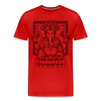 Ganesha Black Distressed - Men's Premium Organic T-Shirt - red - Front - Damien (186cm)