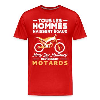 Humour motards - T-shirt bio Premium Homme - rouge - Devant - Damien (186cm)