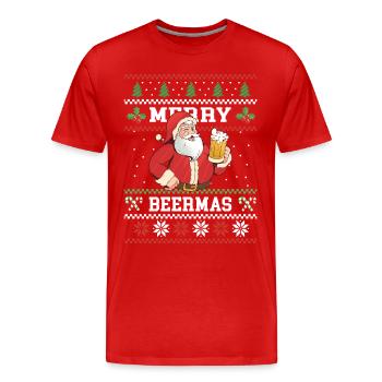 merry beermas - Männer Premium Bio T-Shirt - Rot - Vorne - Damien (186cm)