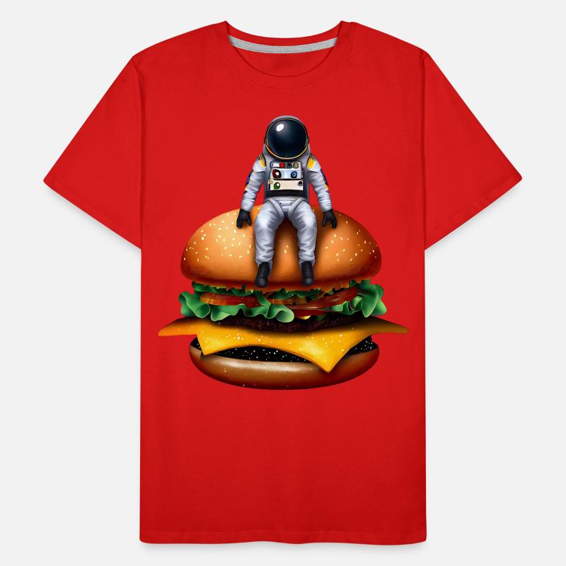 Space Astronaut Cheeseburger Men's Premium Organic T-Shirt