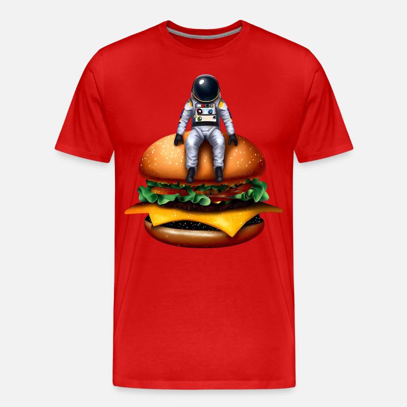 Astronaute spatial Cheeseburger - T-shirt bio Premium Homme - rouge
