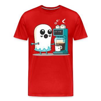 Fantôme de la caféine - T-shirt bio Premium Homme - rouge - Devant - Damien (186cm)