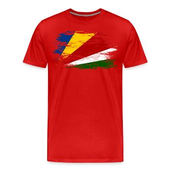 Seychellen Flagge used - Männer Premium Bio T-Shirt - Rot - Vorne - Damien (186cm)