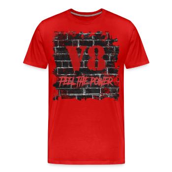 V8 (en anglais seulement) - T-shirt bio Premium Homme - rouge - Devant - Damien (186cm)