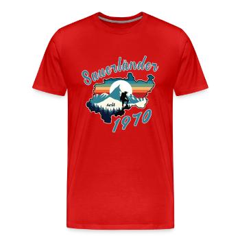 1970 anniversaire Sauerländer Original Retro Sunset - T-shirt bio Premium Homme - rouge - Devant - Damien (186cm)