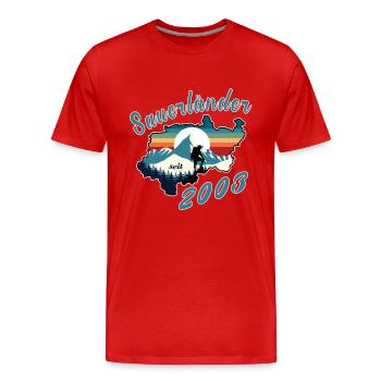 2003 anniversaire Sauerländer Original Retro Sunset - T-shirt bio Premium Homme - rouge - Devant - Damien (186cm)