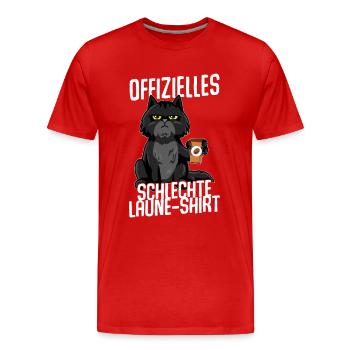 Offizielles schlechte Laune Shirt Katze black - Männer Premium Bio T-Shirt - Rot - Vorne - Damien (186cm)