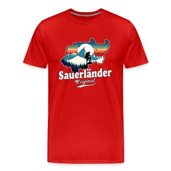 Sauerländer Original Retro Sunset - T-shirt bio Premium Homme - rouge - Devant - Damien (186cm)