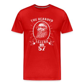 The bearded Legend is 57 - Men's Premium Organic T-Shirt - red - Front - Damien (186cm)