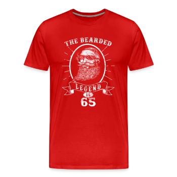 The bearded Legend is 65 - Men's Premium Organic T-Shirt - red - Front - Damien (186cm)