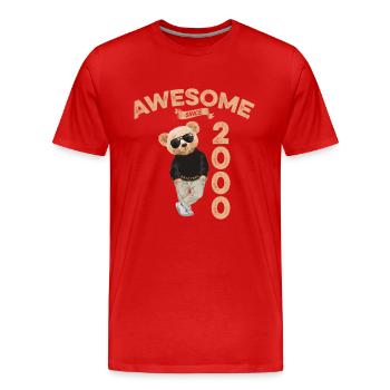2000 Geburtstag Cool Teddy Bär Awesome since - Männer Premium Bio T-Shirt - Rot - Vorne - Damien (186cm)