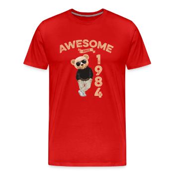 1984 Geburtstag Cool Teddy Bär Awesome since - Männer Premium Bio T-Shirt - Rot - Vorne - Damien (186cm)