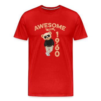 1960 Geburtstag Cool Teddy Bär Awesome since - Männer Premium Bio T-Shirt - Rot - Vorne - Damien (186cm)