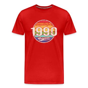 1990 Birthday Year Original - Men's Premium Organic T-Shirt - red - Front - Damien (186cm)