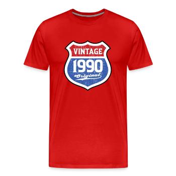 1990's Birthday Route Vintage Original - Men's Premium Organic T-Shirt - red - Front - Damien (186cm)