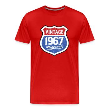 1967 Birthday Route Vintage Original - Men's Premium Organic T-Shirt - red - Front - Damien (186cm)