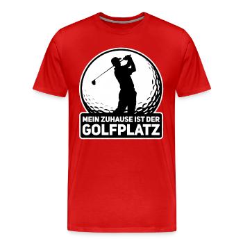 Golfer Zuhause Golfplatz Lustiger Spruch Golfen - Männer Premium Bio T-Shirt - Rot - Vorne - Damien (186cm)
