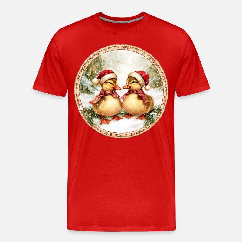 Weihnachten Entchen - Männer Premium Bio T-Shirt - Rot