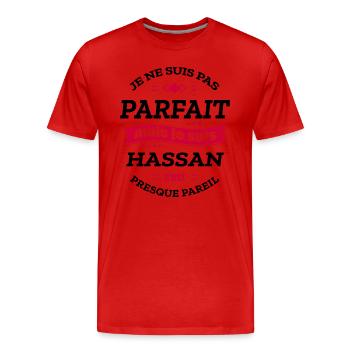 HASSAN PARFAIT - PRENOM HASSAN - T-shirt bio Premium Homme - rouge - Devant - Damien (186cm)