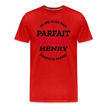 HENRY PARFAIT - PRENOM HENRY - T-shirt bio Premium Homme - rouge - Devant - Damien (186cm)