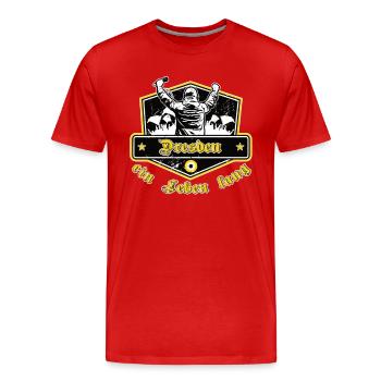 Dresden ein Leben Lang No II - Männer Premium Bio T-Shirt - Rot - Vorne - Damien (186cm)