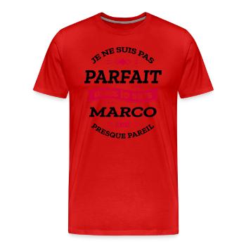 MARCO PARFAIT - PRENOM MARCO - T-shirt bio Premium Homme - rouge - Devant - Damien (186cm)