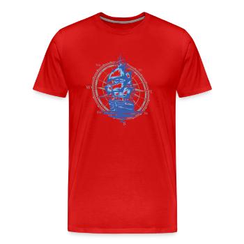 6 Capitaine Sailor Windrose - T-shirt bio Premium Homme - rouge - Devant - Damien (186cm)