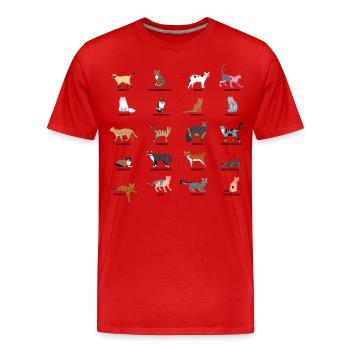 Cat World - Races de chats populaires - T-shirt bio Premium Homme - rouge - Devant - Damien (186cm)