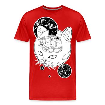 Space Emperor Cat - Men's Premium Organic T-Shirt - red - Front - Damien (186cm)