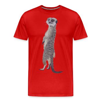 aufrecht stehendes Erdmännchen - Männer Premium Bio T-Shirt - Rot - Vorne - Damien (186cm)