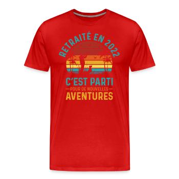 cadeau retraite 2022 homme original humour chasse - T-shirt bio Premium Homme - rouge - Devant - Damien (186cm)