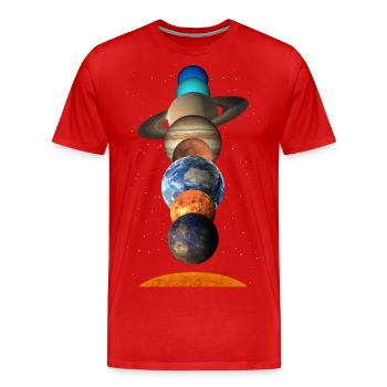 Système solaire - T-shirt bio Premium Homme - rouge - Devant - Damien (186cm)