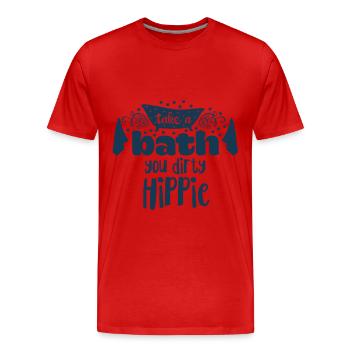 Take a bath you dirty hippie Statement Spaß dusche - Männer Premium Bio T-Shirt - Rot - Vorne - Damien (186cm)