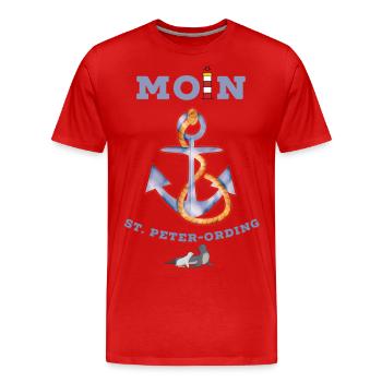 Moin St. Peter-Ording lustige Nordsee Robben Anker - Männer Premium Bio T-Shirt - Rot - Vorne - Damien (186cm)