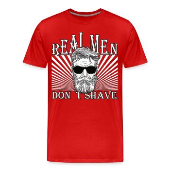 Real men don´t shave Bart Hip Oberlippenbart - Männer Premium Bio T-Shirt - Rot - Vorne - Damien (186cm)