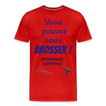 Tee-shirt coiffeur - T-shirt bio Premium Homme - rouge - Devant - Damien (186cm)