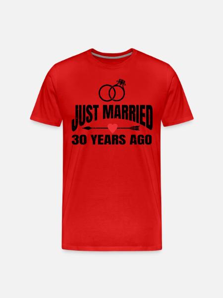Just Married 30 Years Ago 30th Wedding Anniversary - Men's Premium Organic T-Shirt - red