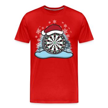 Darts Christmas Dartboard Bobble Hat - Men's Premium Organic T-Shirt - red - Front - Damien (186cm)