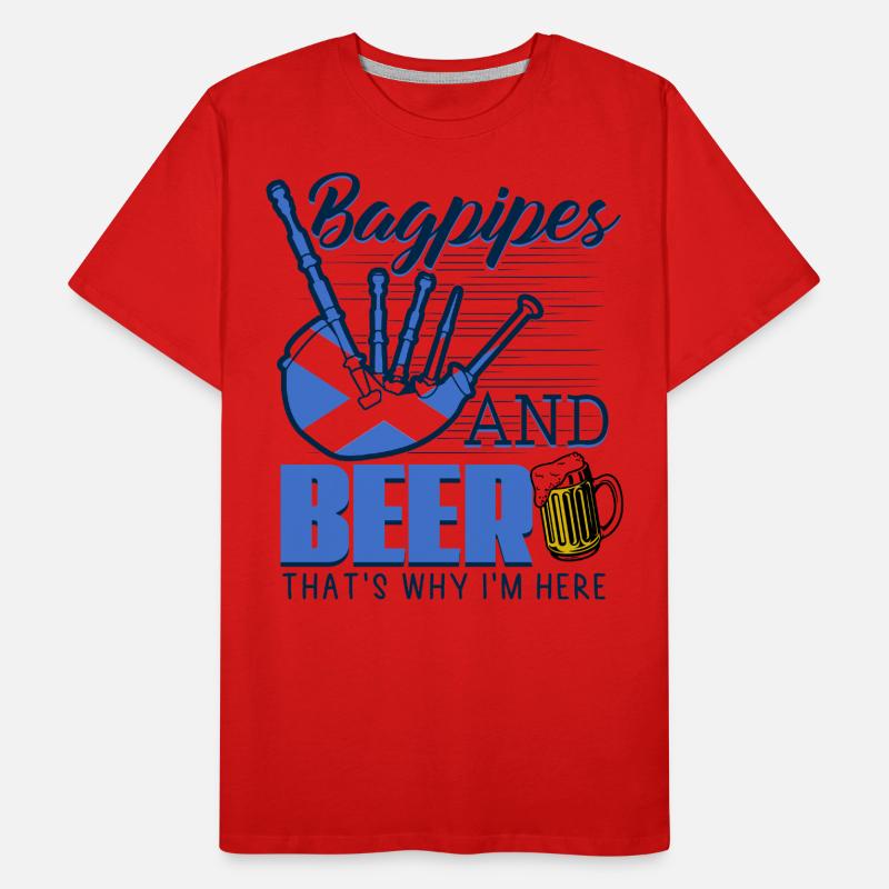 Cornemuse et bière Écosse T-shirt bio Premium Homme