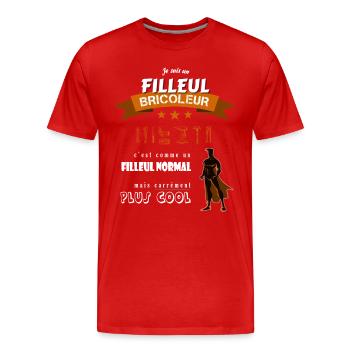 Je suis un Filleul Bricoleur cool et super - T-shirt bio Premium Homme - rouge - Devant - Damien (186cm)