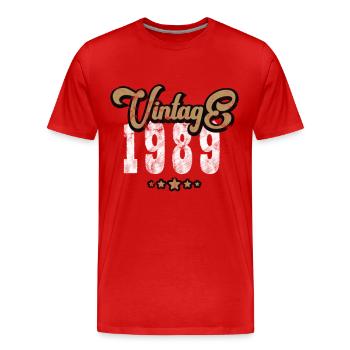 1989 Vintage - Men's Premium Organic T-Shirt - red - Front - Damien (186cm)