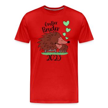 Großer Bruder 2023 - Süße Igel Geschenk Idee - Männer Premium Bio T-Shirt - Rot - Vorne - Damien (186cm)