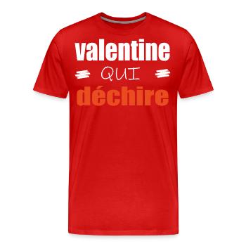 Valentine Qui Déchire Couple Saint Valentin Humour - T-shirt bio Premium Homme - rouge - Devant - Damien (186cm)
