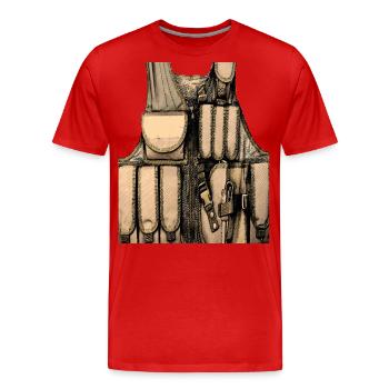 Gilet imprimé beige - T-shirt bio Premium Homme - rouge - Devant - Damien (186cm)