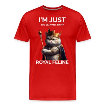 Je ne suis que le chat royal serviteur - T-shirt bio Premium Homme - rouge - Devant - Damien (186cm)