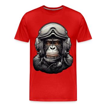 Pilot Monkey Digitale Kunst - Männer Premium Bio T-Shirt - Rot - Vorne - Damien (186cm)