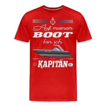 Auf meinem BOOT bin ich Kapitän - Männer Premium Bio T-Shirt - Rot - Vorne - Damien (186cm)